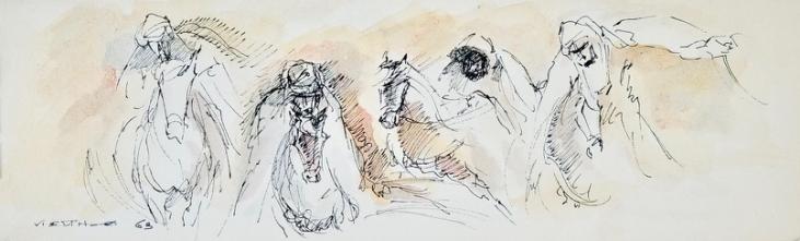 Claude VIETHO - Original drawing - Ink - Afghan knight