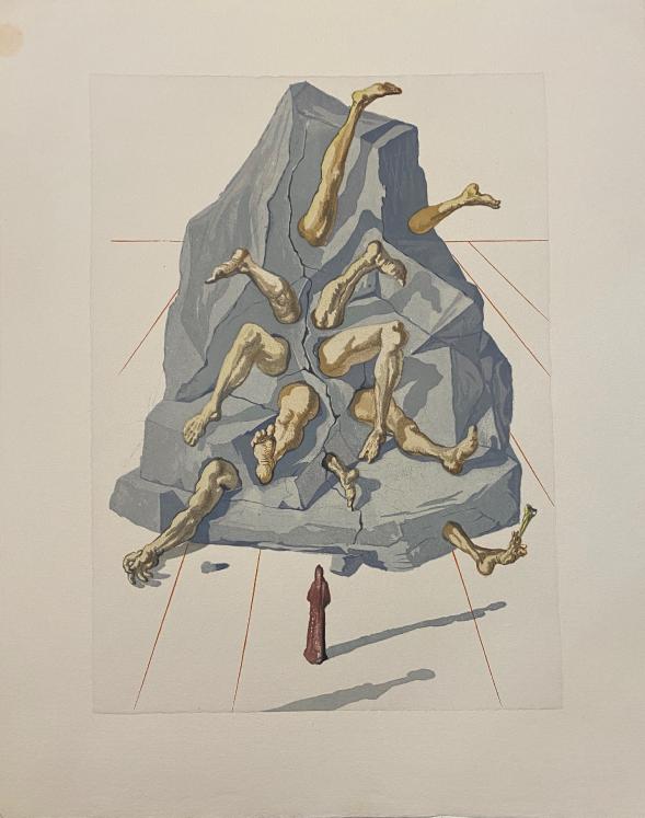 Salvador DALI - Print - Woodcut - Les Simoniaques, Dante's divine comedy