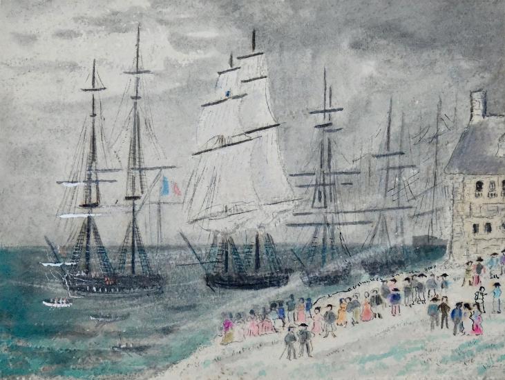 Armel DE WISMES - Original Painting - Watercolor - Galleon near the coast 2