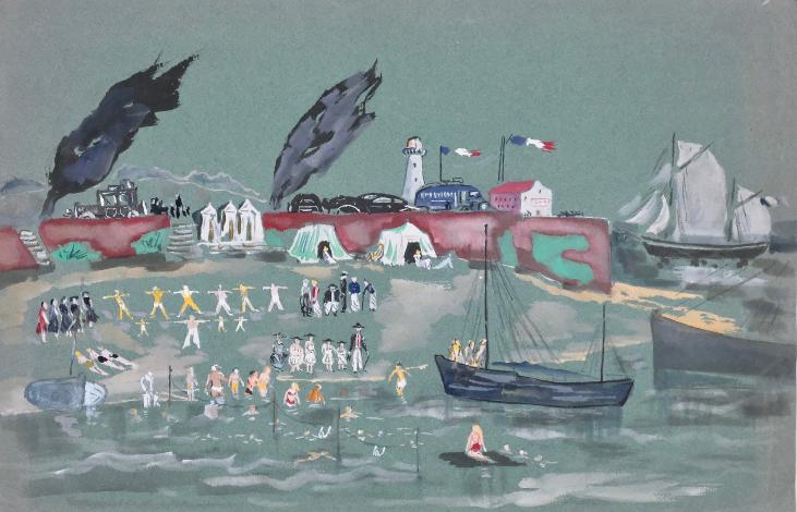 Armel DE WISMES - Original Painting - Watercolor - Swimming