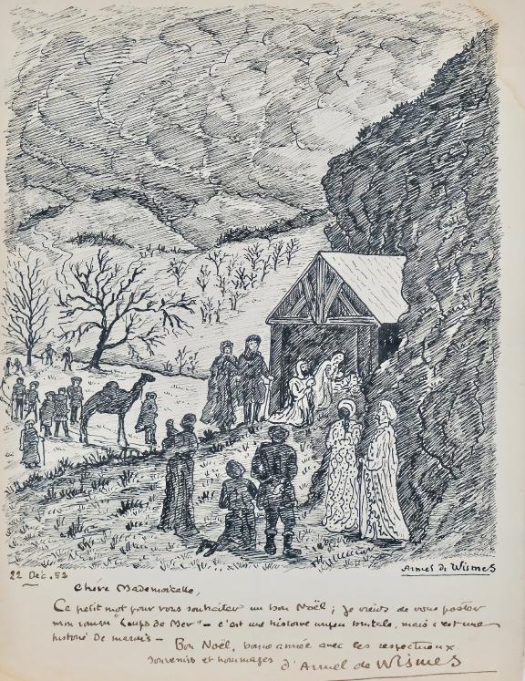 Armel DE WISMES - Original Drawing - Ink - The birth of Jesus The Nativity