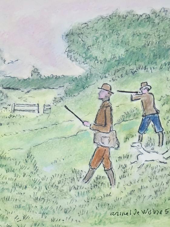 Armel DE WISMES - Original Drawing - Pencil - On the hunt