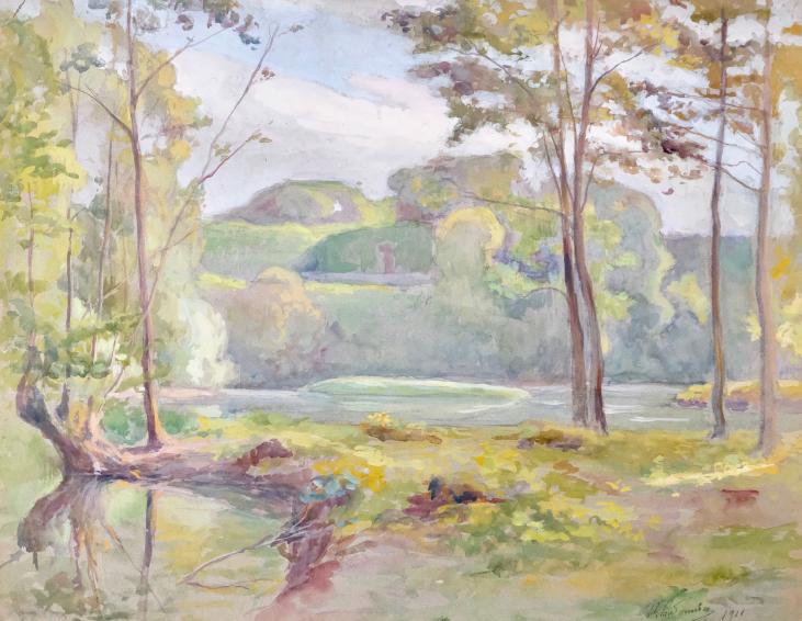 Paul CORDONNIER - Original Painting - Watercolor - Creuse valley 6, 1911