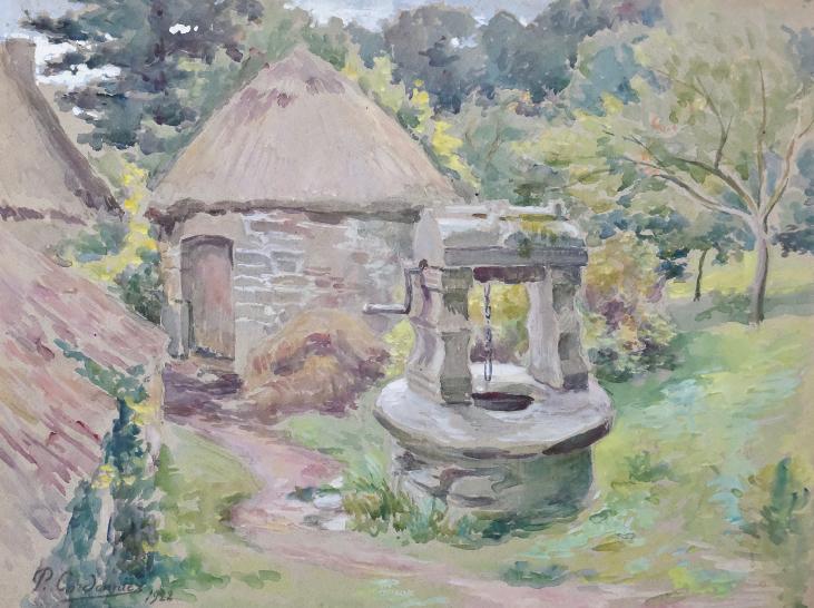 Paul CORDONNIER - Original Painting - Watercolor - The well, 1922