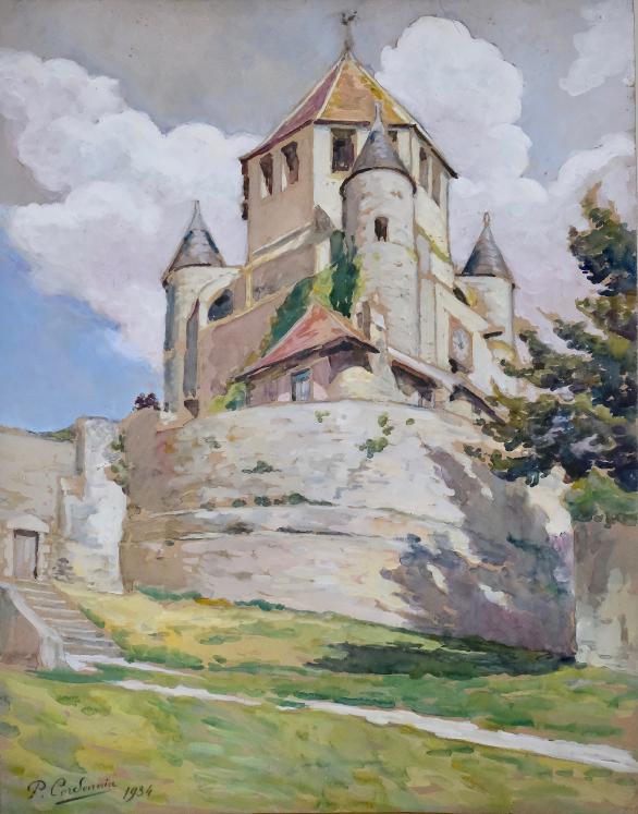 Paul CORDONNIER - Original Painting - Watercolor - Provins, the tower of Caesar 2, 1934