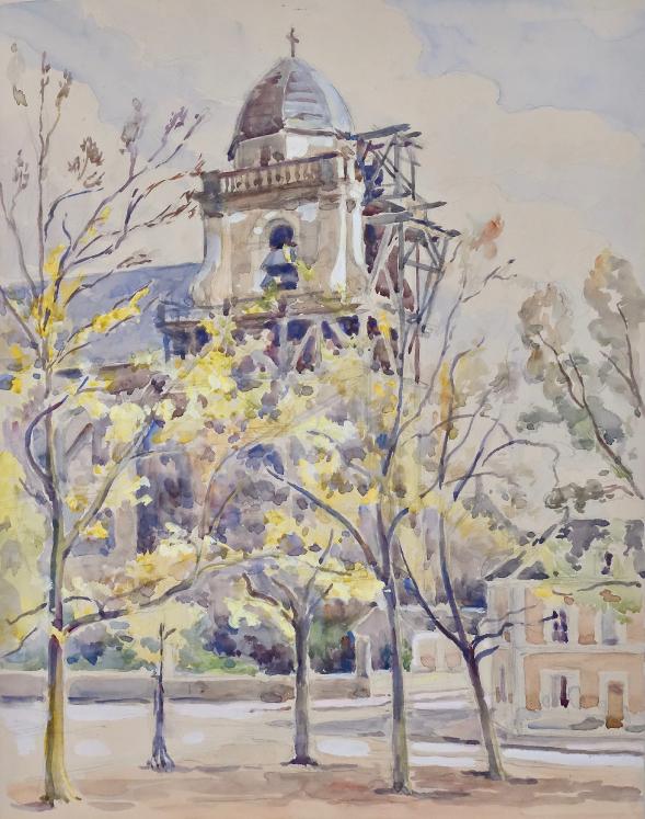 Paul CORDONNIER - Original Painting - Watercolor - The bell tower
