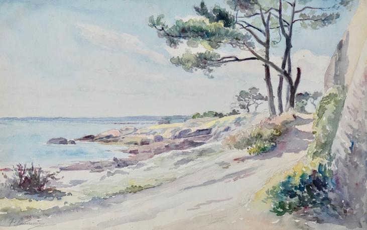 Paul CORDONNIER - Original Painting - Watercolor - Sea side