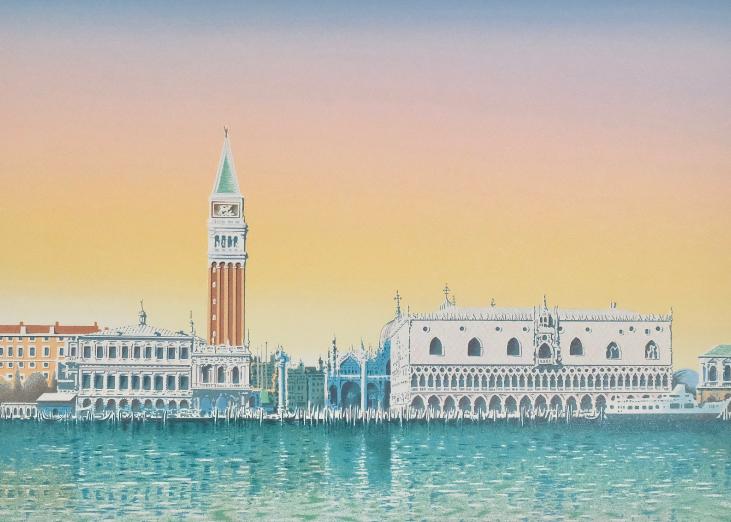 Daniel SCIORA - Original print - Lithograph - Venice, St Mark's Square