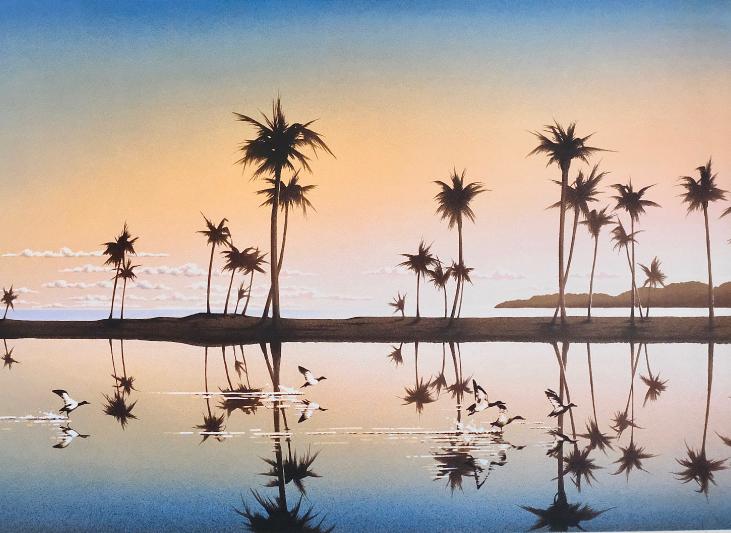 Daniel SCIORA - Original print - Lithograph - Paradise landscape