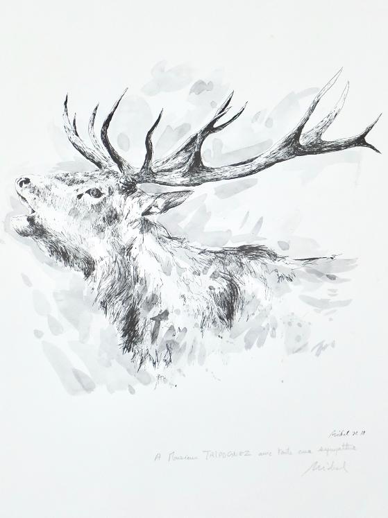 Jean-Claude LÉONARD MICHEL - Original print - Lithograph - Deer head