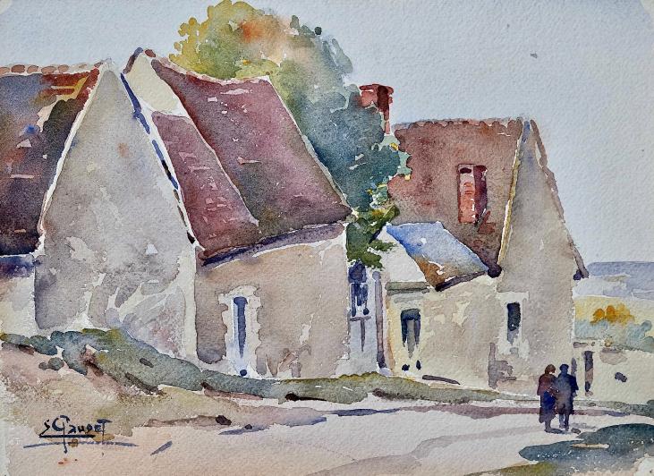 Etienne GAUDET - Original painting - Watercolor - House 1