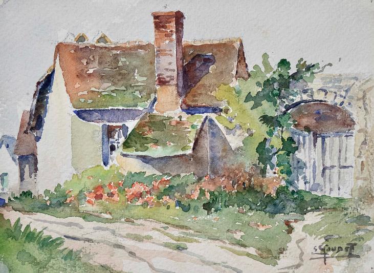 Etienne GAUDET - Original painting - Watercolor - House 2