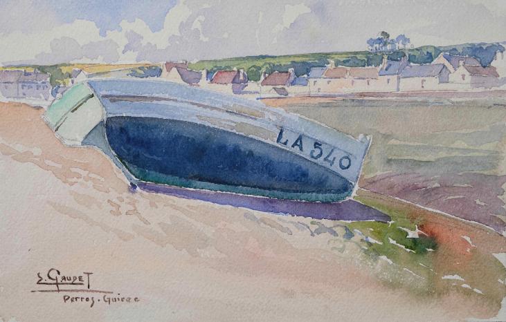 Etienne GAUDET - Original painting - Watercolor - Boat in Perros Guirec