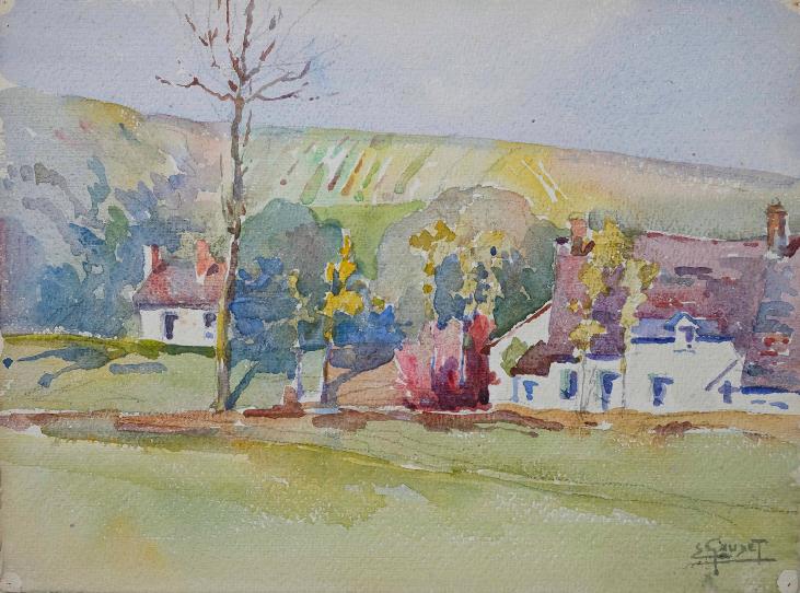 Etienne GAUDET - Original painting - Watercolor - Countryside 3