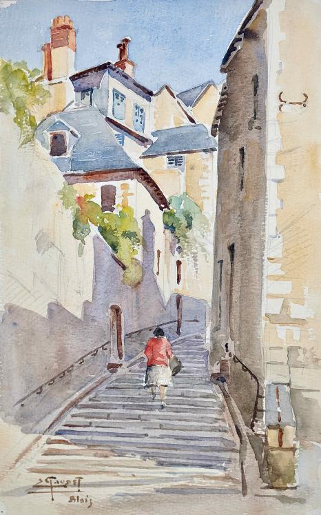 Etienne GAUDET - Original painting - Watercolor - Blois 6
