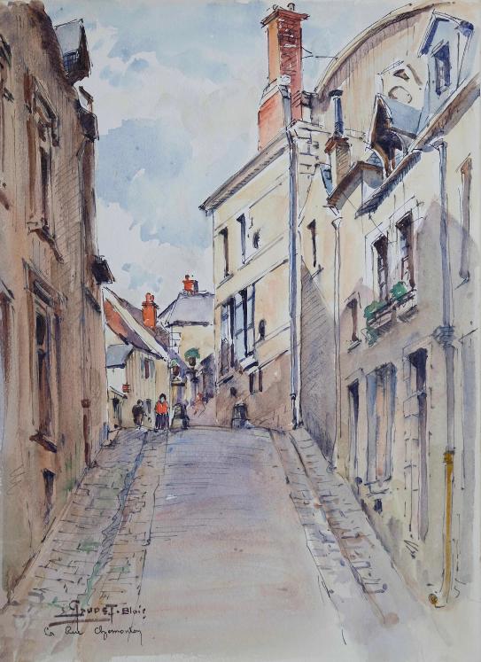 Etienne GAUDET - Original painting - Watercolor - Blois 9, Chemonton Street