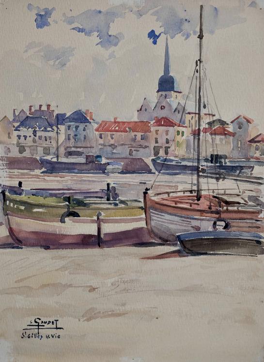 Etienne GAUDET - Original painting - Watercolor - Port of St Gilles Croix de Vie, Vendée 4