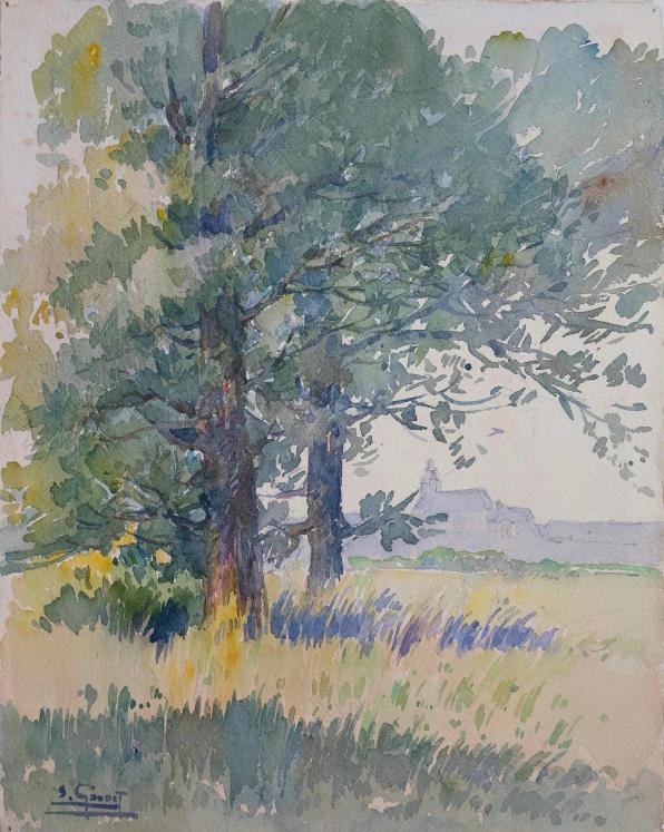 Etienne GAUDET - Original painting - Watercolor - Countryside 6