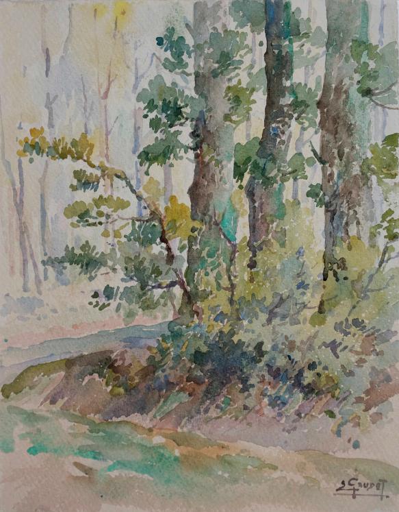 Etienne GAUDET - Original painting - Watercolor - Undergrowth 5