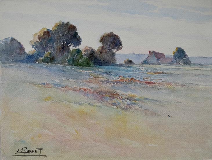 Etienne GAUDET - Original painting - Watercolor - Countryside 7