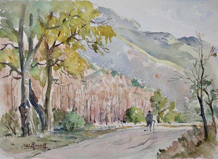Etienne GAUDET - Original painting - Watercolor - Palalda, Pyrénées-orientales