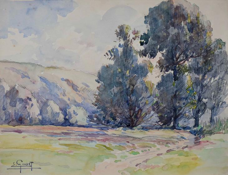 Etienne GAUDET - Original painting - Watercolor - countryside 8