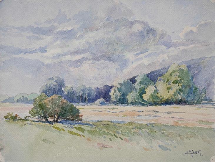 Etienne GAUDET - Original painting - Watercolor - countryside 10