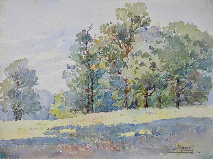 Etienne GAUDET - Original painting - Watercolor - countryside 13