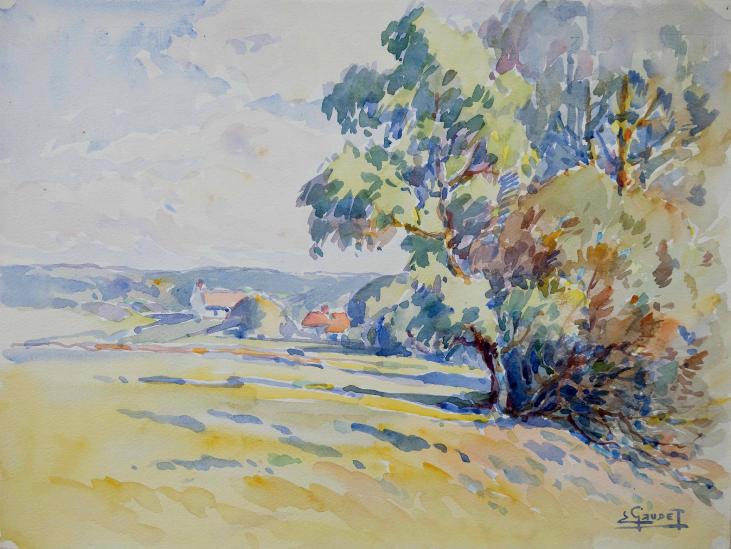 Etienne GAUDET - Original painting - Watercolor - countryside 14