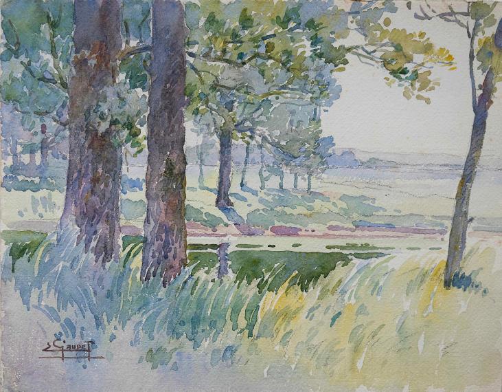 Etienne GAUDET - Original painting - Watercolor - countryside 16