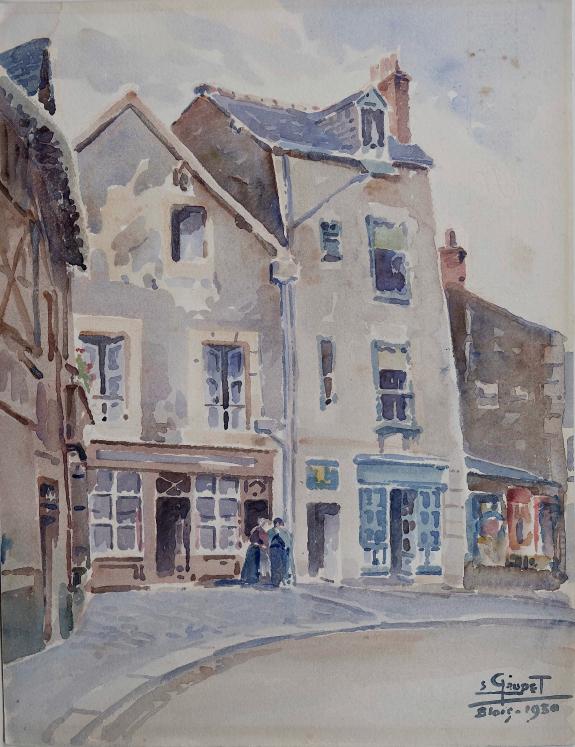 Etienne GAUDET - Original painting - Watercolor - Rue Beauvoir in Blois