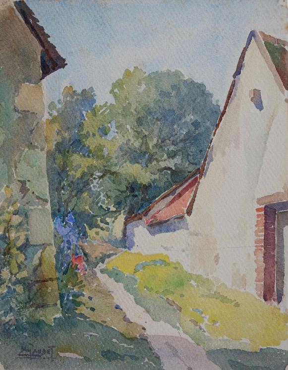 Etienne GAUDET - Original painting - Watercolor - Country lane