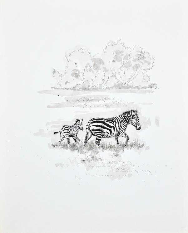 Jean-Claude LÉONARD MICHEL - Print - Lithograph - Zebras