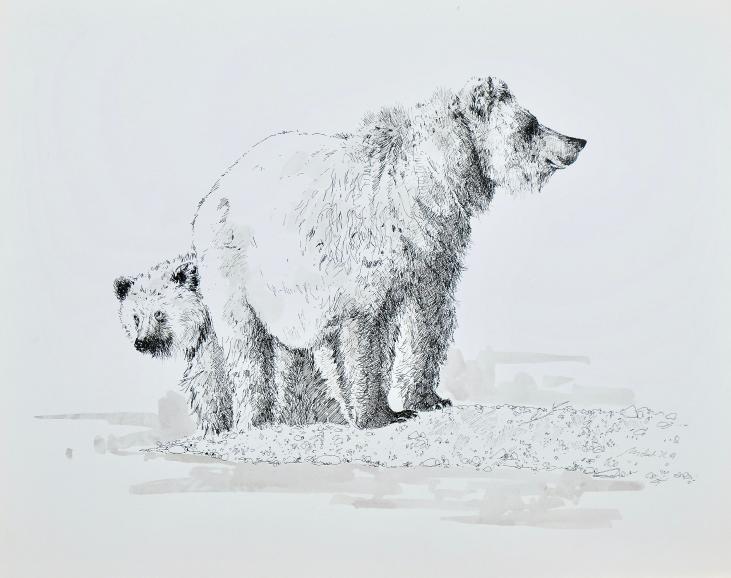 Jean-Claude LÉONARD MICHEL - Print - Lithograph - Bear and teddy bear