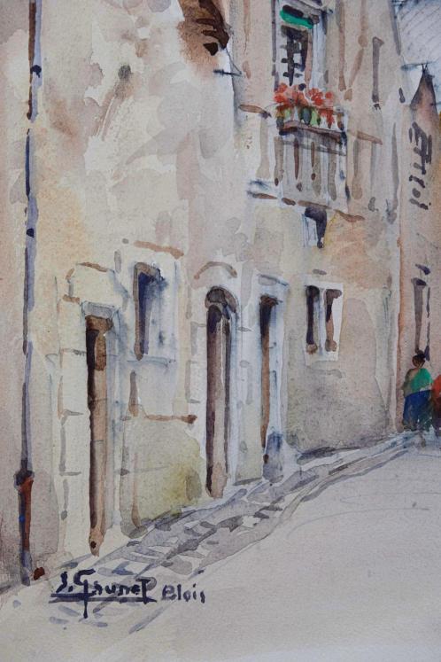 Etienne GAUDET - Original painting - Watercolor - Blois, Rue Vauvert 1