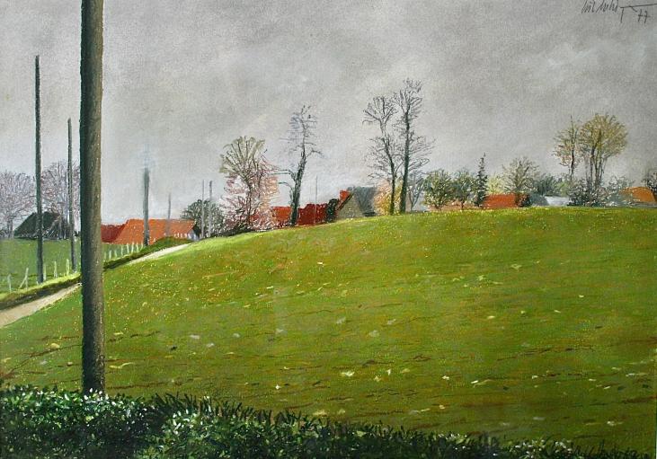 Loic DUBIGEON - Original painting - Gouache - Normandy countryside