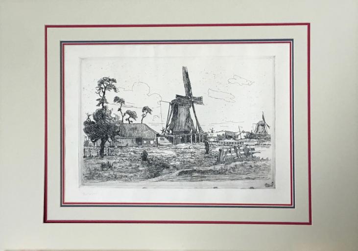 Georges Le Meilleur - Print - Etching - Mill near Dordrecht in Holland