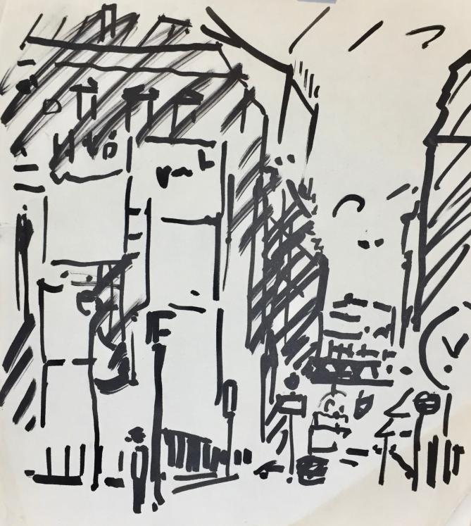Robert SAVARY - Original drawing - Felt - The street