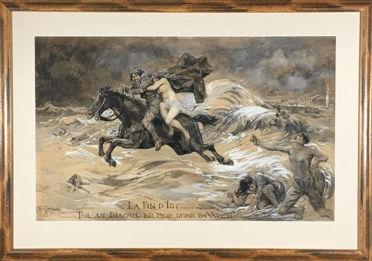 Georges CONRAD - Original painting - Watercolor - The end of IS Breton legend