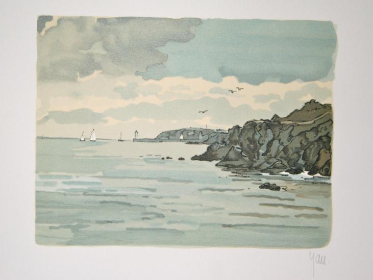 Robert YAN - Original print - Lithograph - Brittany coast