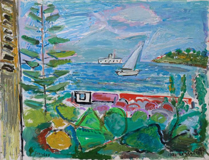 Edouard RIGHETTI  - Original painting - Gouache - Sea at Carolles