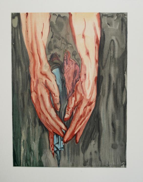 Salvador DALI - Print - Woodcut - The rise of Geryon, Dante's divine comedy