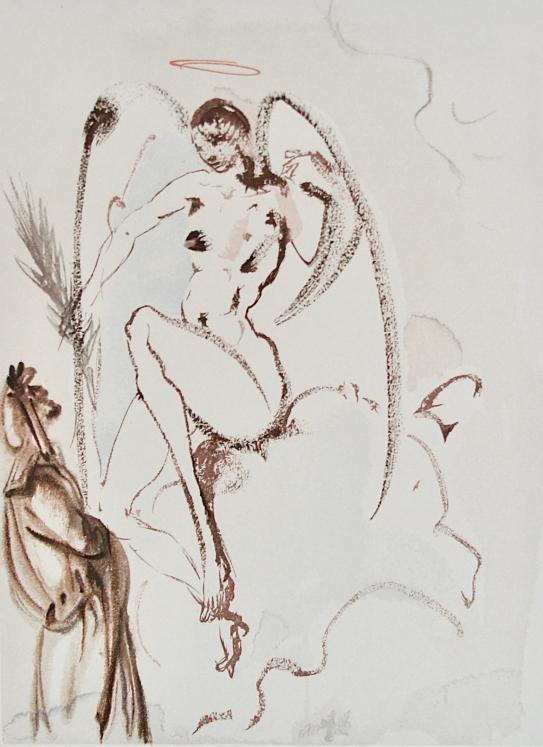 Salvador DALI - Print - Woodcut - Archangel Gabriel, Dante's divine comedy