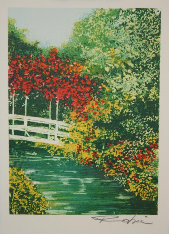 Raphael ROBIC - Original print - Lithograph - Bridge at Giverny