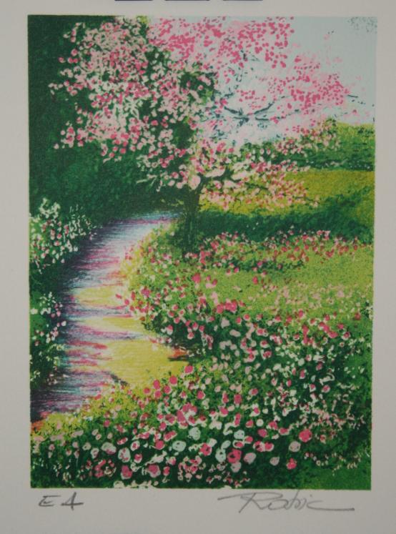 Raphael ROBIC - Original print - Lithograph - Garden in Giverny 3