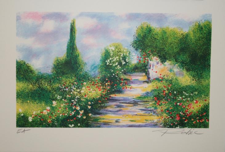 Raphael ROBIC - Original signed lithograph - Garden in Giverny 12