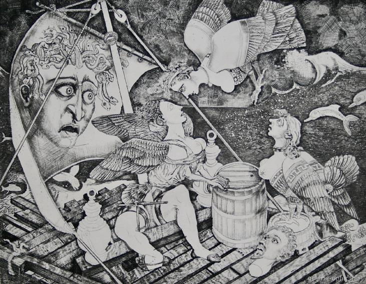 Alfred COURMES - Original print - Etching - The raft of the medusa