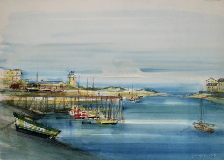 Sacha CHIMKEVITCH - Original painting - Gouache - Small port of Normandy