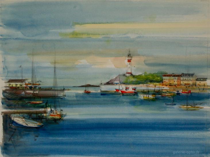 Sacha CHIMKEVITCH - Original painting - Gouache - Small port of Normandy 3