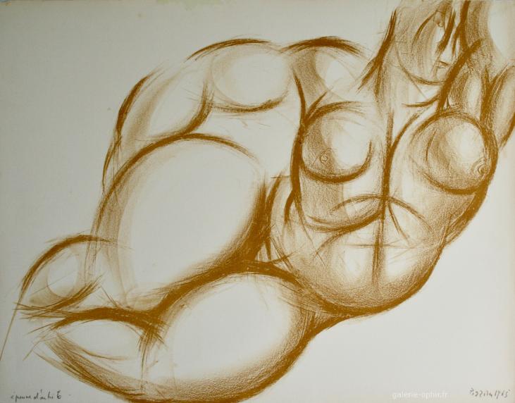 Isa PIZZONI - Original print - Lithograph - Reclining nude